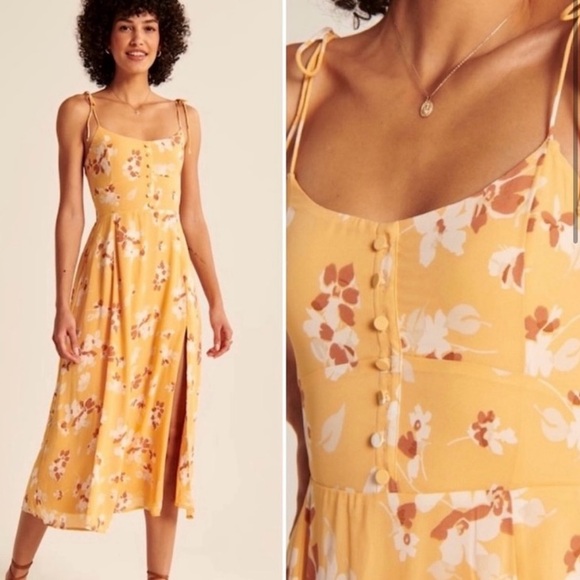 Abercrombie & Finch Yellow Floral Midi Dress - Picture 2 of 5
